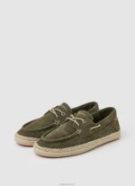 ⁦גברים 4N8XB1192 Pepe Jeans ירוק חאקי נעלי ספורט סירה זמש⁩ – תמונה ⁦4⁩