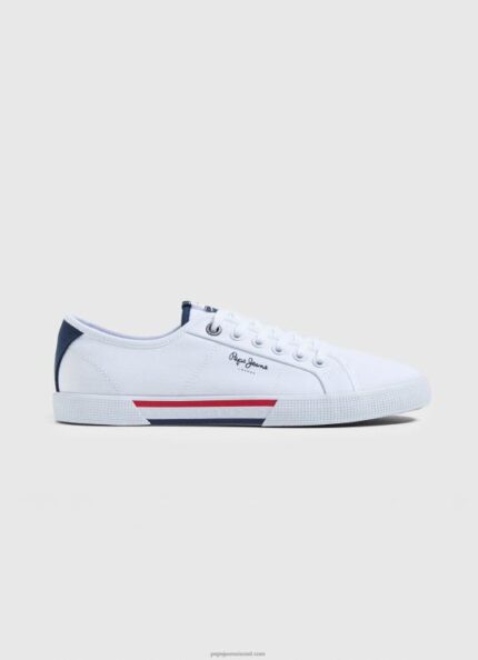 גברים 4N8XB1242 Pepe Jeans לבן נעלי ספורט בסיסיות של בריידי