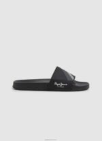 גברים 4N8XB1263 Pepe Jeans שָׁחוֹר כפכפי חוף בטקסטורת המחוון