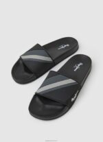 ⁦גברים 4N8XB1263 Pepe Jeans שָׁחוֹר כפכפי חוף בטקסטורת המחוון⁩ – תמונה ⁦3⁩