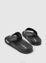⁦גברים 4N8XB1263 Pepe Jeans שָׁחוֹר כפכפי חוף בטקסטורת המחוון⁩ – תמונה ⁦4⁩