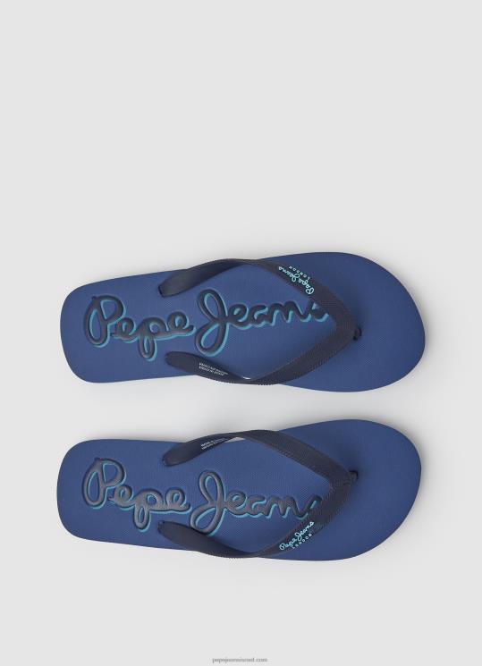 ⁦גברים 4N8XB1277 Pepe Jeans ג'ינס כהה לוגו bay beach כפכפי חוף⁩ – תמונה ⁦2⁩