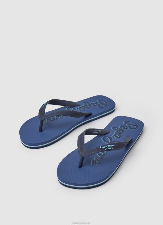 ⁦גברים 4N8XB1277 Pepe Jeans ג'ינס כהה לוגו bay beach כפכפי חוף⁩ – תמונה ⁦3⁩