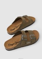 ⁦גברים 4N8XB1278 Pepe Jeans ירוק חאקי סנדלי זמש ביו⁩ – תמונה ⁦4⁩