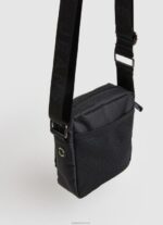 ⁦גברים 4N8XB1292 Pepe Jeans שָׁחוֹר תיק crossbody מבד לוגו מובלט⁩ – תמונה ⁦2⁩