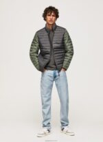 ⁦גברים 4N8XB837 Pepe Jeans שטוף שחור מעיל פוך מרופד⁩ – תמונה ⁦2⁩