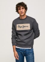 גברים 4N8XB872 Pepe Jeans שטוף שחור מגשר כותנה לוגו רקום