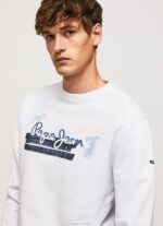 ⁦גברים 4N8XB877 Pepe Jeans לבן מגשר כותנה צווארון מעוגל⁩ – תמונה ⁦3⁩