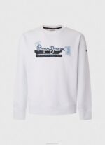 ⁦גברים 4N8XB877 Pepe Jeans לבן מגשר כותנה צווארון מעוגל⁩ – תמונה ⁦5⁩