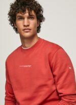 ⁦גברים 4N8XB906 Pepe Jeans סטודיו אדום סווטשירט כותנה מודפס לוגו⁩ – תמונה ⁦3⁩