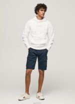 ⁦גברים 4N8XB910 Pepe Jeans לבן מגשר כותנה עם קפוצ'ון⁩ – תמונה ⁦2⁩
