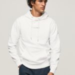 גברים 4N8XB910 Pepe Jeans לבן מגשר כותנה עם קפוצ'ון