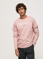 ⁦גברים 4N8XB917 Pepe Jeans ורוד אקונומיקה חולצת טריקו כותנה לוגו מודפס⁩ – תמונה ⁦2⁩