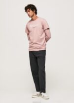 גברים 4N8XB917 Pepe Jeans ורוד אקונומיקה חולצת טריקו כותנה לוגו מודפס