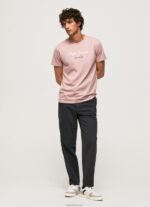 ⁦גברים 4N8XB917 Pepe Jeans ורוד אקונומיקה חולצת טריקו כותנה לוגו מודפס⁩ – תמונה ⁦5⁩