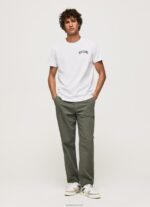 ⁦גברים 4N8XB919 Pepe Jeans לבן חולצת טריקו מכותנה עם לוגו בצפיפות גבוהה⁩ – תמונה ⁦2⁩