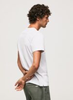⁦גברים 4N8XB919 Pepe Jeans לבן חולצת טריקו מכותנה עם לוגו בצפיפות גבוהה⁩ – תמונה ⁦4⁩