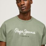 גברים 4N8XB920 Pepe Jeans יְצִיקָה חולצת טריקו כותנה לוגו מודפס