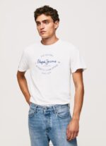 ⁦גברים 4N8XB921 Pepe Jeans לבן חולצת טריקו כותנה לוגו מודפס⁩ – תמונה ⁦3⁩
