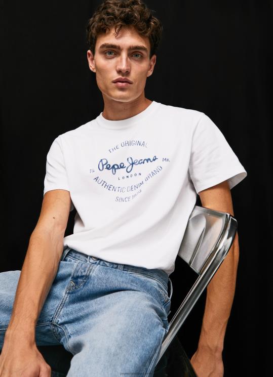 d792d791d7a8d799d79d_4n8xb921_pepe_jeans_d79cd791d79f_d797d795d79cd7a6d7aa_d798d7a8d799d7a7d795_d79bd795d7aad7a0d794_d79cd795d79.jpg גברים 4N8XB921 Pepe Jeans לבן חולצת טריקו כותנה לוגו מודפס – תמונה 1