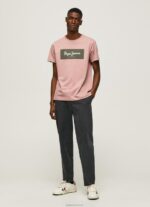 ⁦גברים 4N8XB926 Pepe Jeans ורוד אקונומיקה חולצת טריקו מכותנה לוגו רקום⁩ – תמונה ⁦2⁩