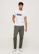 ⁦גברים 4N8XB930 Pepe Jeans לבן חולצת טריקו מכותנה עם לוגו מברשות⁩ – תמונה ⁦2⁩