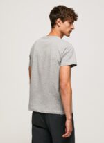 ⁦גברים 4N8XB931 Pepe Jeans חוואר אפור חולצת טריקו מכותנה עם לוגו מברשות⁩ – תמונה ⁦4⁩