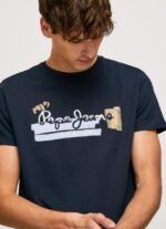 גברים 4N8XB932 Pepe Jeans dulwich חולצת טריקו מכותנה עם לוגו מברשות