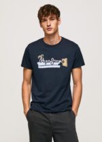 ⁦גברים 4N8XB932 Pepe Jeans dulwich חולצת טריקו מכותנה עם לוגו מברשות⁩ – תמונה ⁦3⁩
