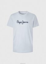 ⁦גברים 4N8XB933 Pepe Jeans כחול אקונומיקה חולצת טריקו כותנה לוגו מודפס⁩ – תמונה ⁦5⁩