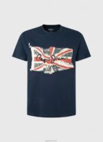 ⁦גברים 4N8XB935 Pepe Jeans dulwich לוגו דגל n חולצת דגל מנופפת⁩ – תמונה ⁦5⁩