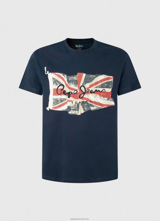 ⁦גברים 4N8XB935 Pepe Jeans dulwich לוגו דגל n חולצת דגל מנופפת⁩ – תמונה ⁦5⁩