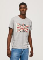 גברים 4N8XB936 Pepe Jeans חוואר אפור לוגו דגל n חולצת דגל מנופפת