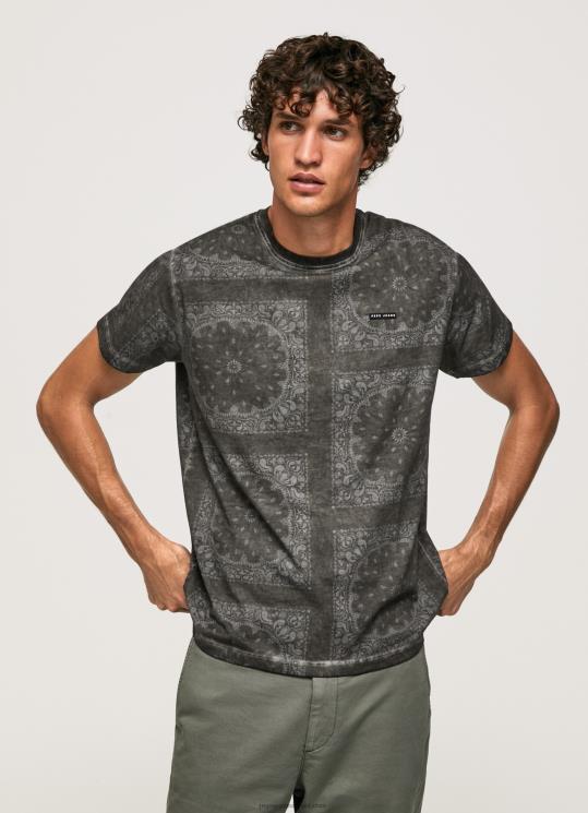 d792d791d7a8d799d79d_4n8xb937_pepe_jeans_d7a9d798d795d7a3_d7a9d797d795d7a8_d797d795d79cd7a6d7aa_d79bd795d7aad7a0d794_d791d794d79.jpg גברים 4N8XB937 Pepe Jeans שטוף שחור חולצת כותנה בהדפס בנדנה – תמונה 1
