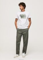 ⁦גברים 4N8XB938 Pepe Jeans לבן חולצת טי לוגו מכותנה⁩ – תמונה ⁦2⁩