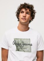 ⁦גברים 4N8XB938 Pepe Jeans לבן חולצת טי לוגו מכותנה⁩ – תמונה ⁦3⁩