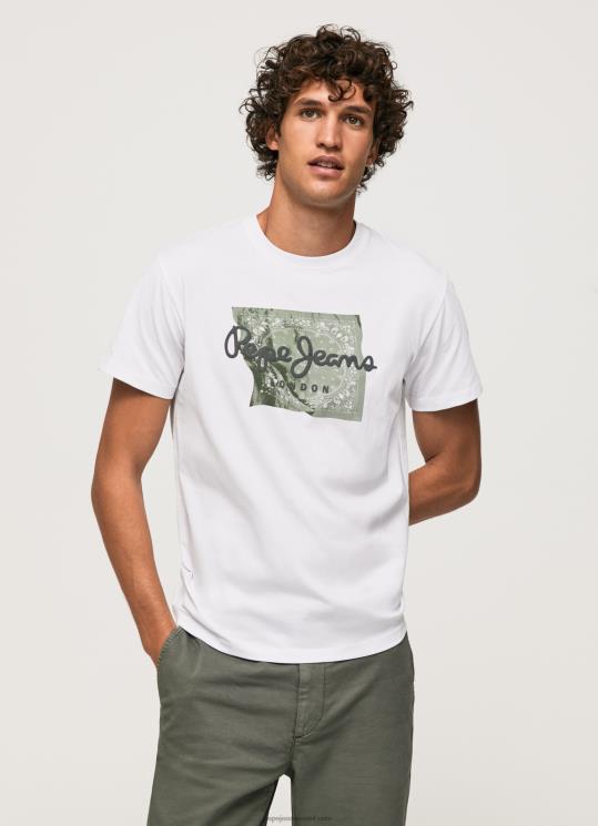 d792d791d7a8d799d79d_4n8xb938_pepe_jeans_d79cd791d79f_d797d795d79cd7a6d7aa_d798d799_d79cd795d792d795_d79ed79bd795d7aad7a0d794.jpg גברים 4N8XB938 Pepe Jeans לבן חולצת טי לוגו מכותנה – תמונה 1