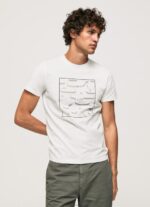 גברים 4N8XB940 Pepe Jeans לבן חולצת טריקו גרפית מכותנה