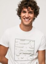 ⁦גברים 4N8XB940 Pepe Jeans לבן חולצת טריקו גרפית מכותנה⁩ – תמונה ⁦3⁩