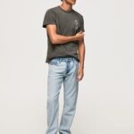 גברים 4N8XB941 Pepe Jeans שטוף שחור חולצת כותנה מכובסת וצבועה