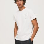גברים 4N8XB942 Pepe Jeans לבן חולצת כותנה מכובסת וצבועה