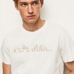 גברים 4N8XB961 Pepe Jeans צבע קרם חולצה בהדפס לוגו