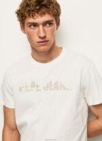 גברים 4N8XB961 Pepe Jeans צבע קרם חולצה בהדפס לוגו