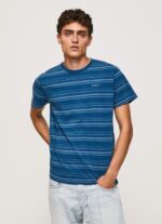 ⁦גברים 4N8XB966 Pepe Jeans אִינדִיגוֹ חולצת כותנה מודפסת עם פסים⁩ – תמונה ⁦3⁩