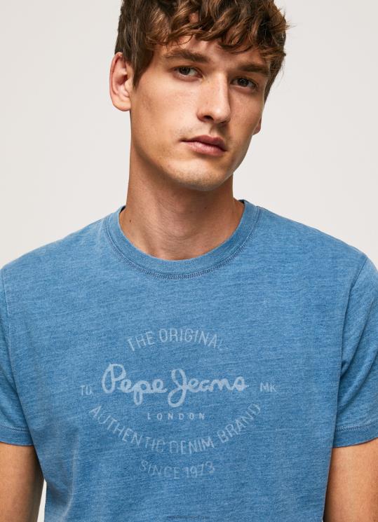 d792d791d7a8d799d79d_4n8xb967_pepe_jeans_d79bd797d795d79c_d791d794d799d7a8_d797d795d79cd7a6d7aa_d798d7a8d799d7a7d795_d79bd795d7a.jpg גברים 4N8XB967 Pepe Jeans כחול בהיר חולצת טריקו כותנה לוגו מודפס – תמונה 1