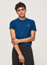 ⁦גברים 4N8XB968 Pepe Jeans אִינדִיגוֹ חולצת טריקו כותנה לוגו מודפס⁩ – תמונה ⁦3⁩
