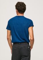 ⁦גברים 4N8XB968 Pepe Jeans אִינדִיגוֹ חולצת טריקו כותנה לוגו מודפס⁩ – תמונה ⁦4⁩