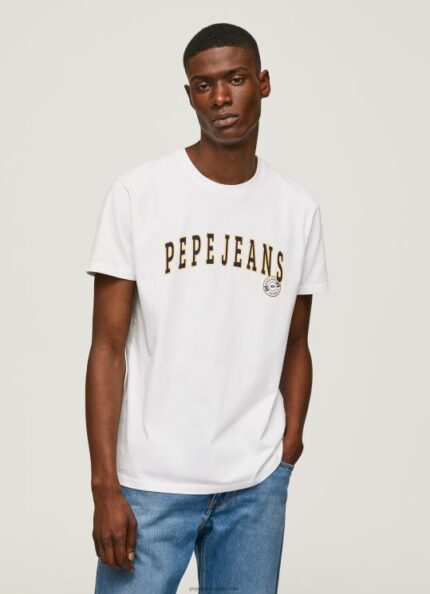 גברים 4N8XB970 Pepe Jeans לבן חולצה בהדפס לוגו