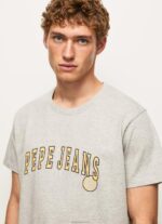 ⁦גברים 4N8XB971 Pepe Jeans חוואר אפור בהיר חולצה בהדפס לוגו⁩ – תמונה ⁦3⁩