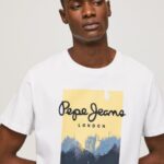 גברים 4N8XB974 Pepe Jeans לבן חולצה בהדפס לוגו